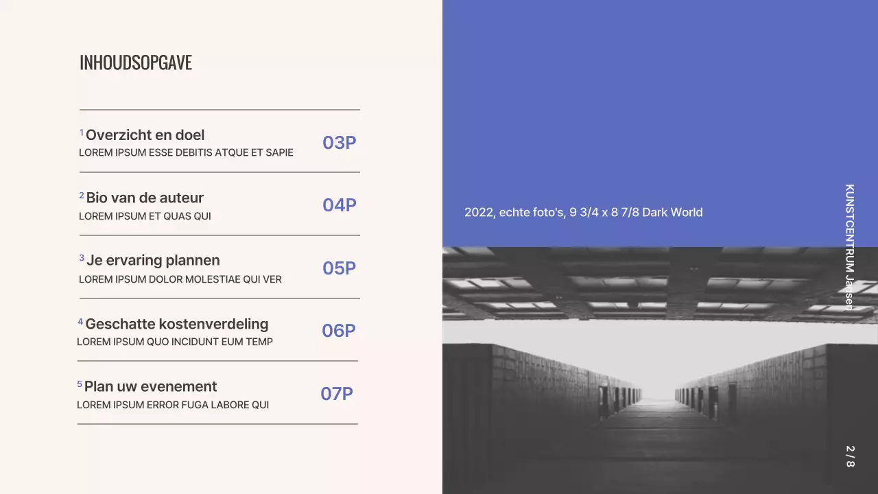 Grid Concept Fototentoonstelling Voorstel in paars en beige