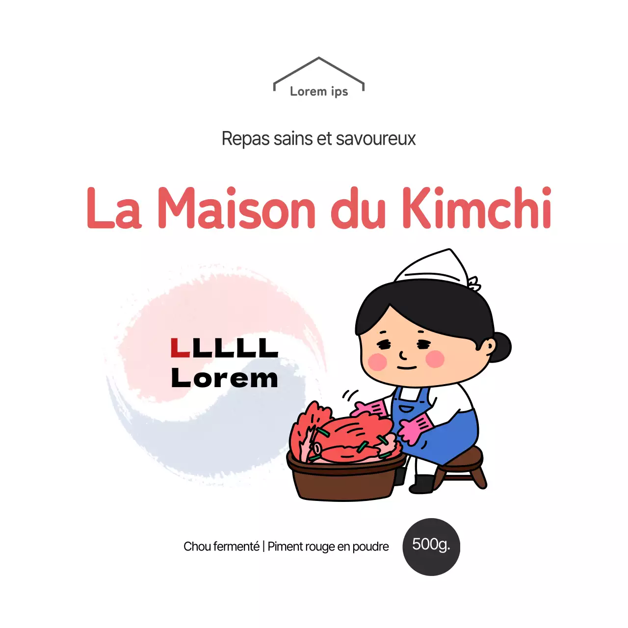 Illustration rouge, charcuterie simple, autocollant carré