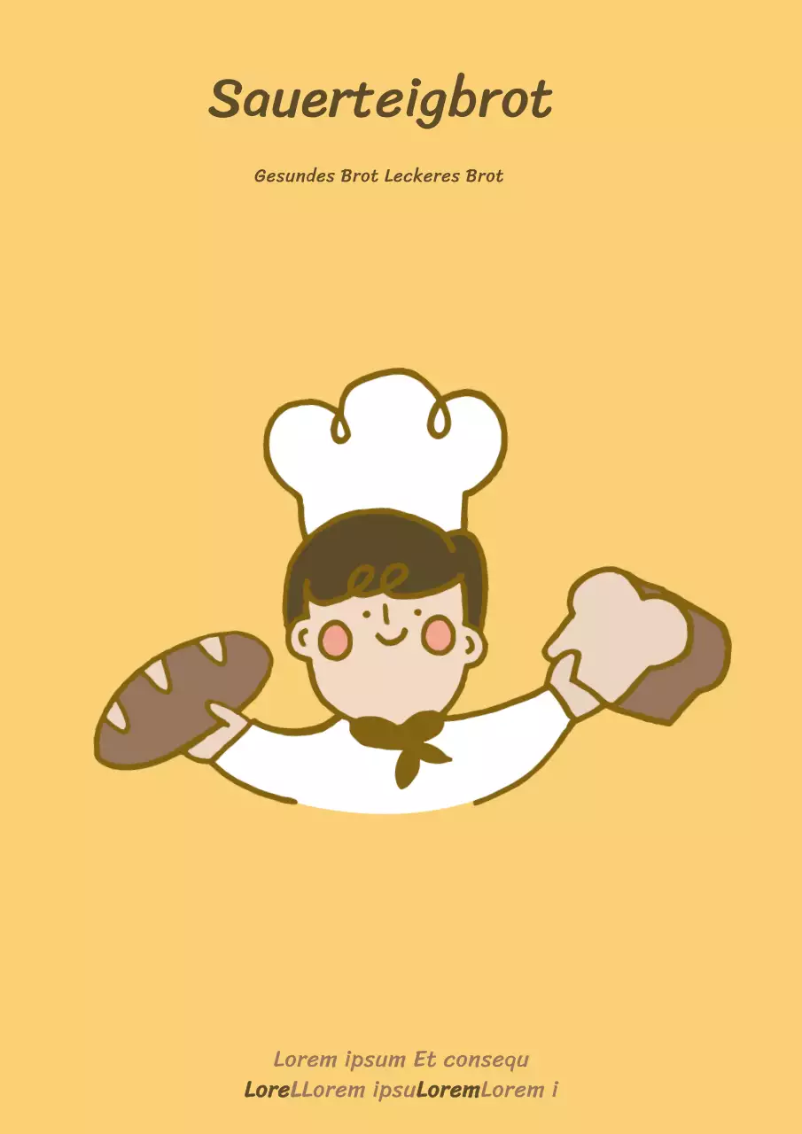 Niedliches gelbes Sauerteigbrot-Menü Werbedesign