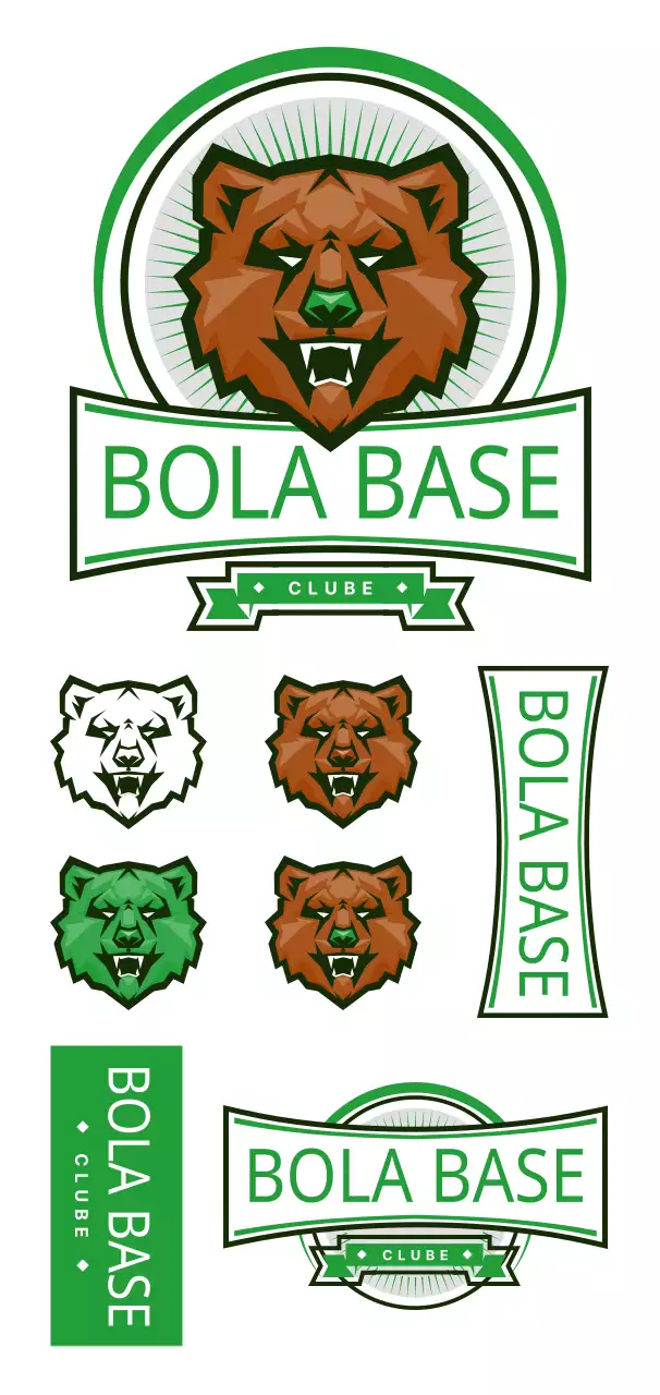 Conceito de tipo de logótipo desportivo de equipa de basebol simples em verde e preto
