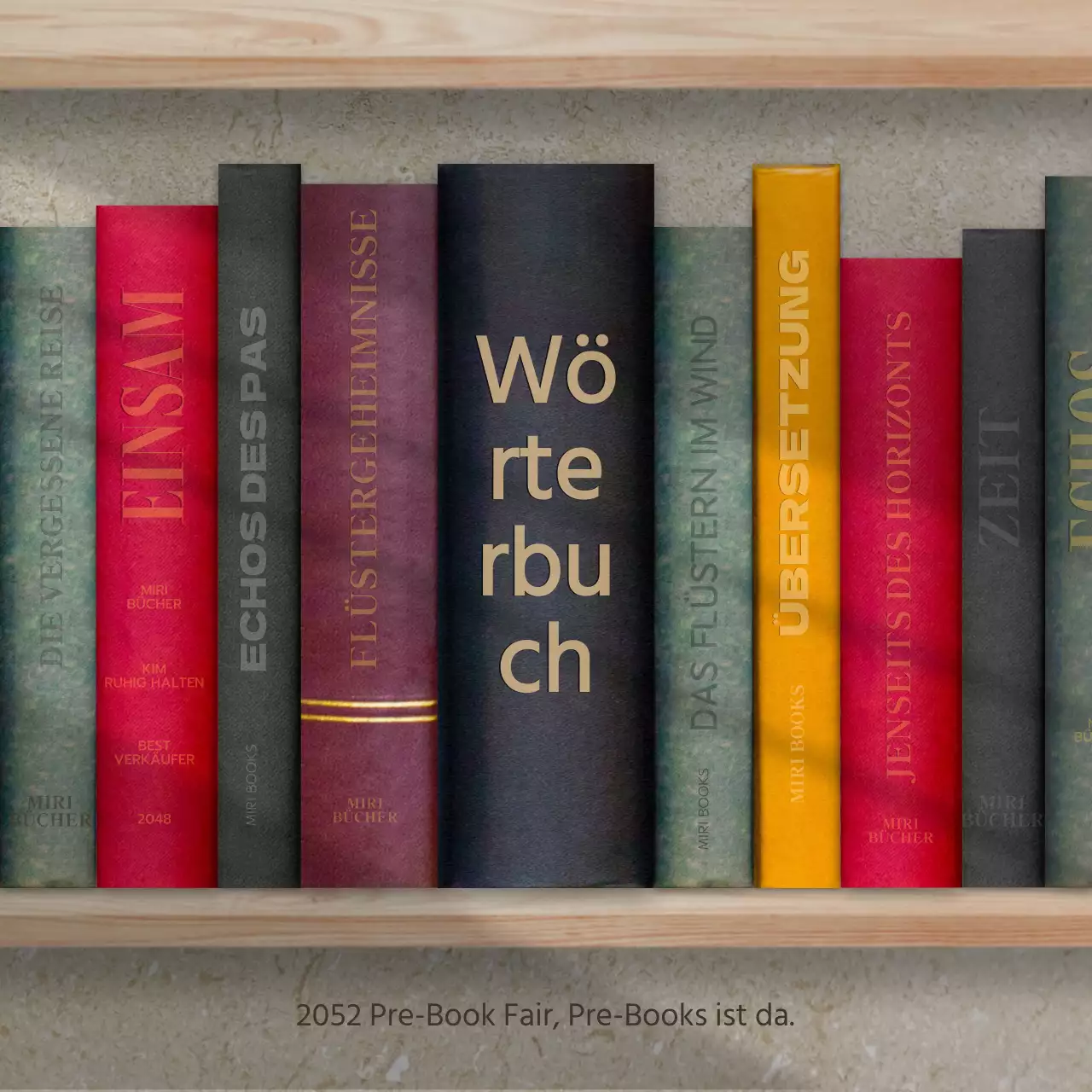 Informationen zu den Exponaten der beigefarbenen und schwarzen Buchmesse