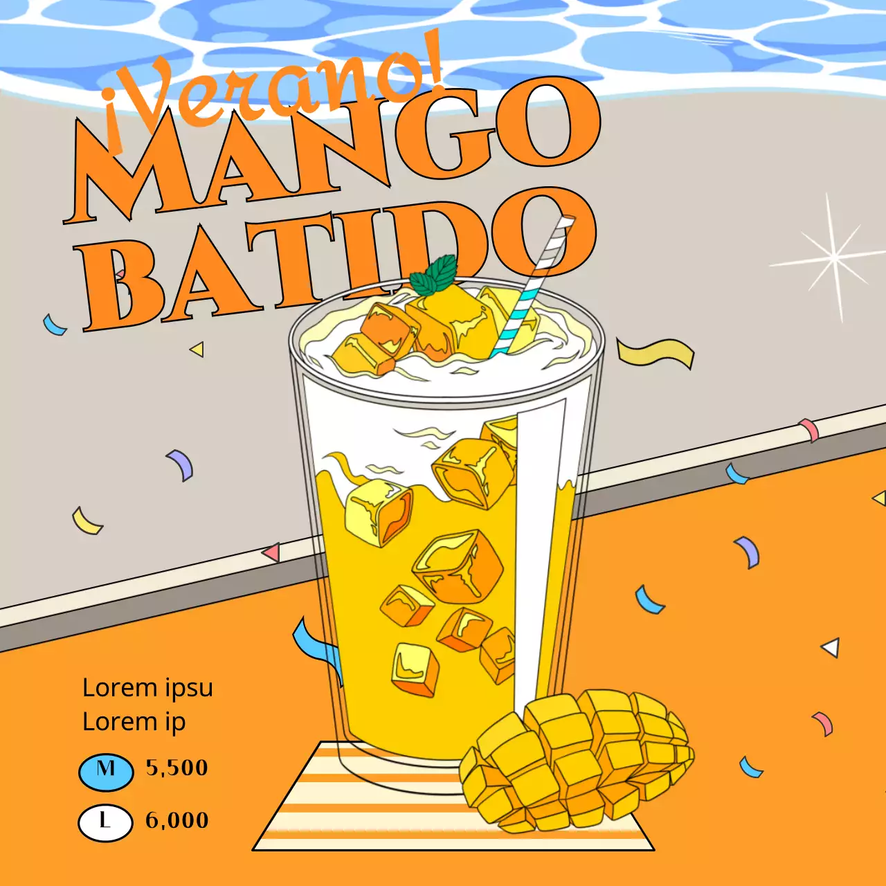 Amarillo Retro Summertime Cafe Drink Pop Art Mango Smoothie