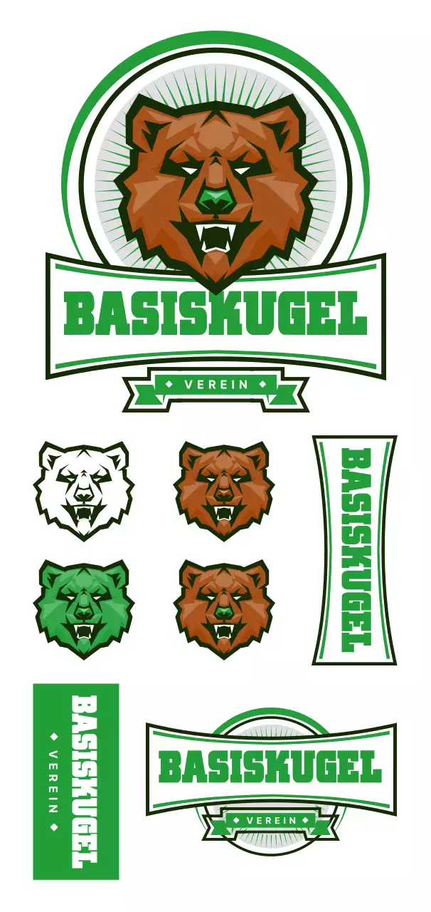 Einfache Baseball-Team Sport-Logo Typ Konzept in grün und schwarz