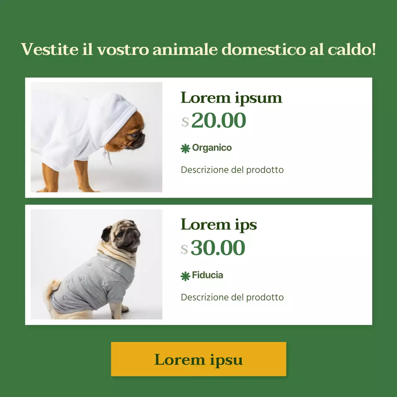 Vestiti per cani dai colori vivaci
