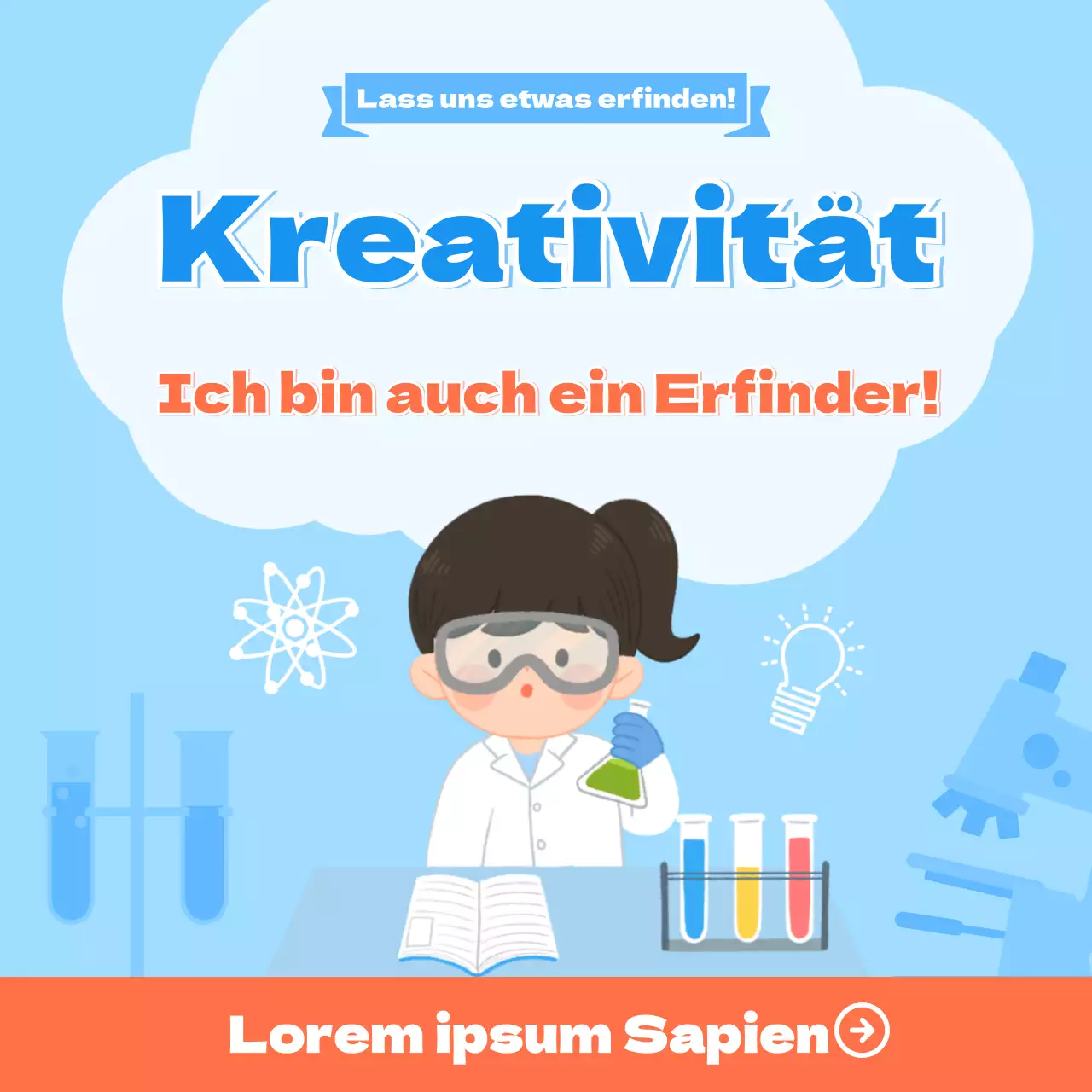 Erfindung in hellblau rot Soziale Medien