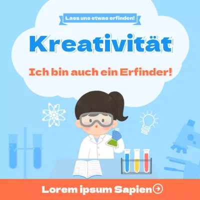 Erfindung in hellblau rot Soziale Medien