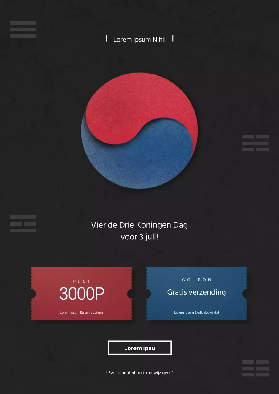 Reisfotografie evenement promotie met zwart-wit coupon illustraties