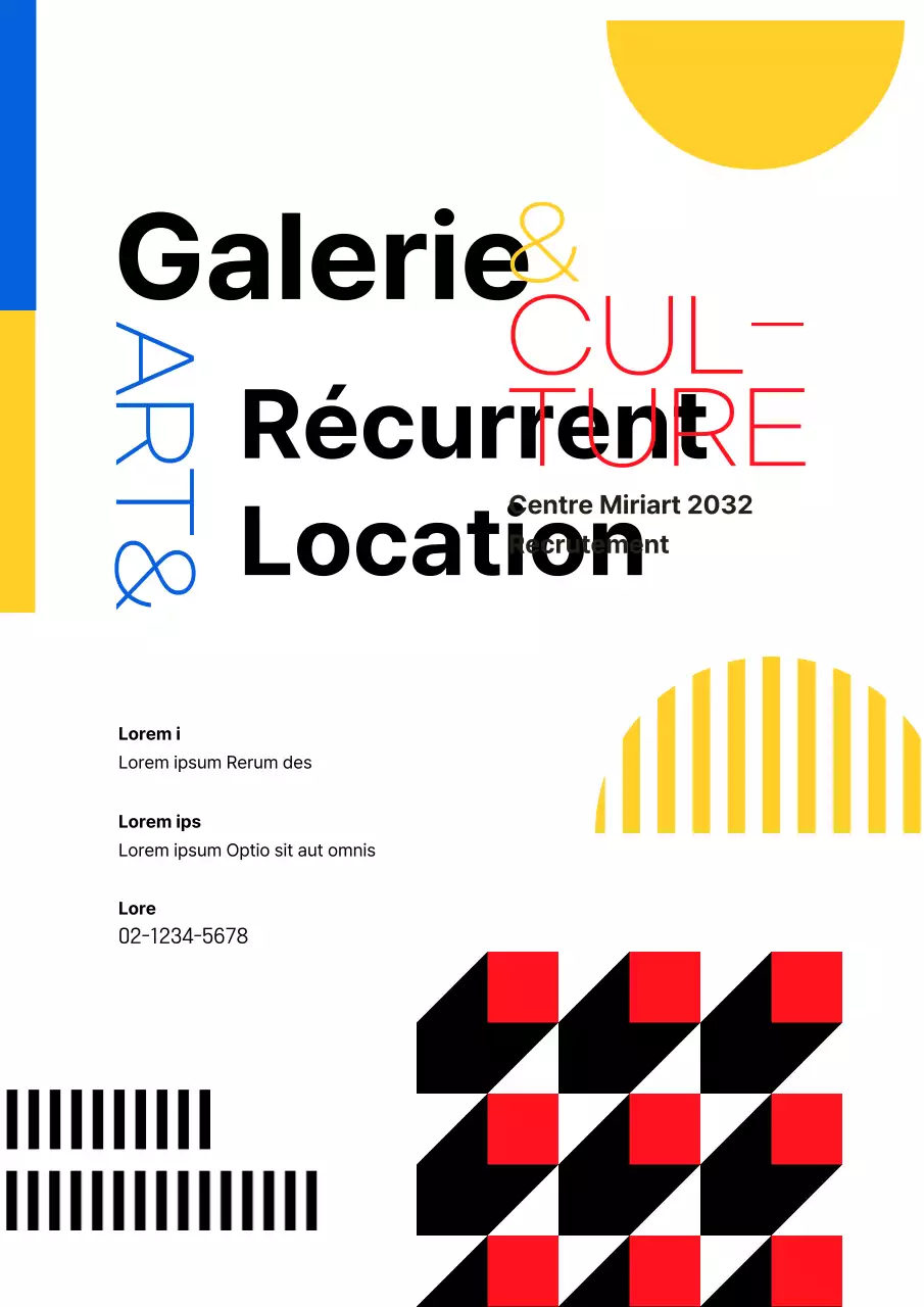 Faites la promotion de votre galerie moderne jaune et blanche en la louant