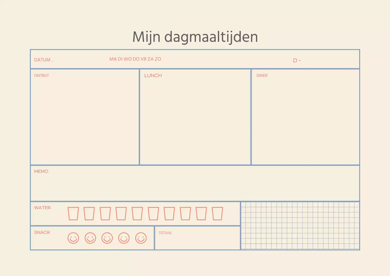 Eenvoudige tracker met beige blauwe lijnen