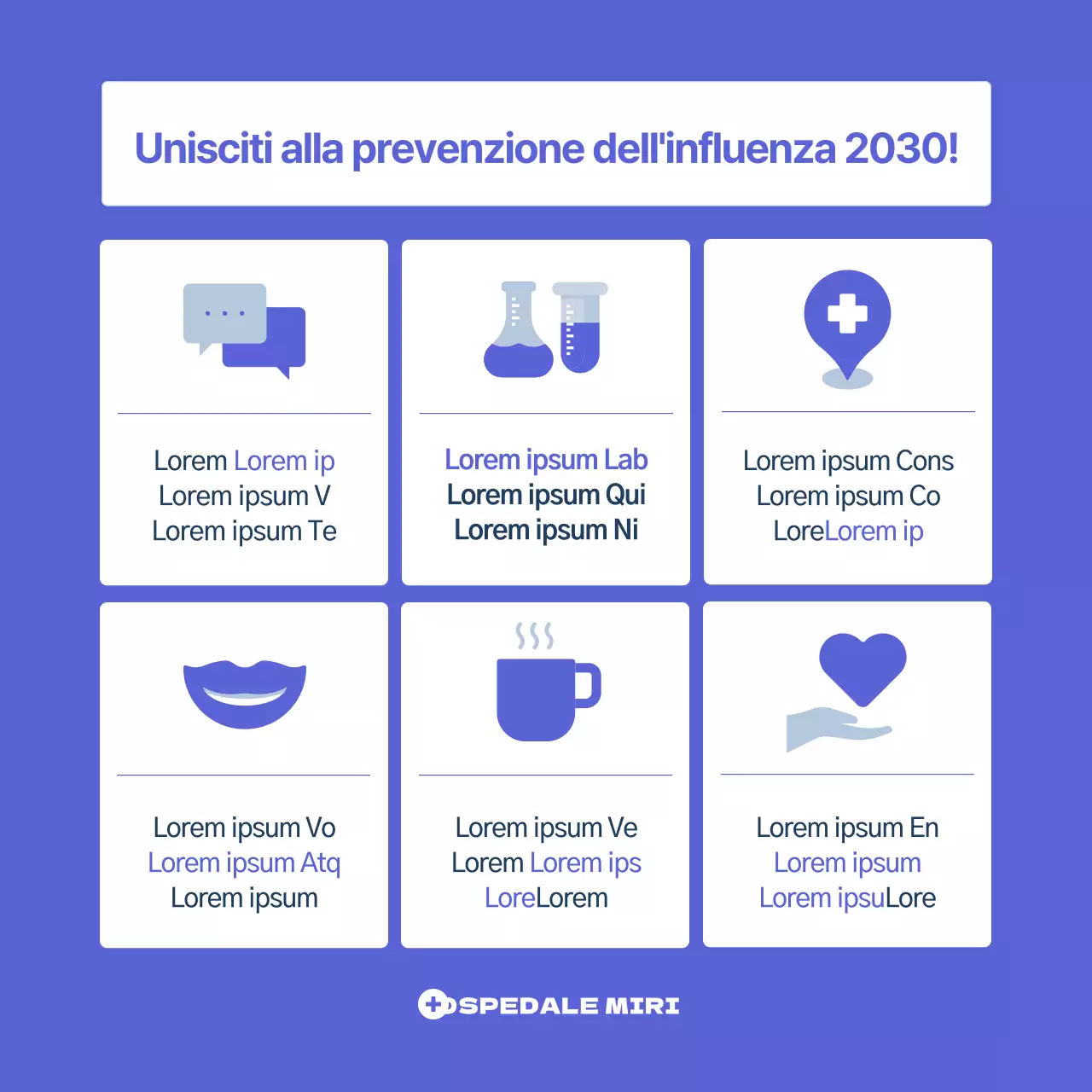 Campagna di prevenzione dell'influenza blu, amichevole e pulita (CardNews)