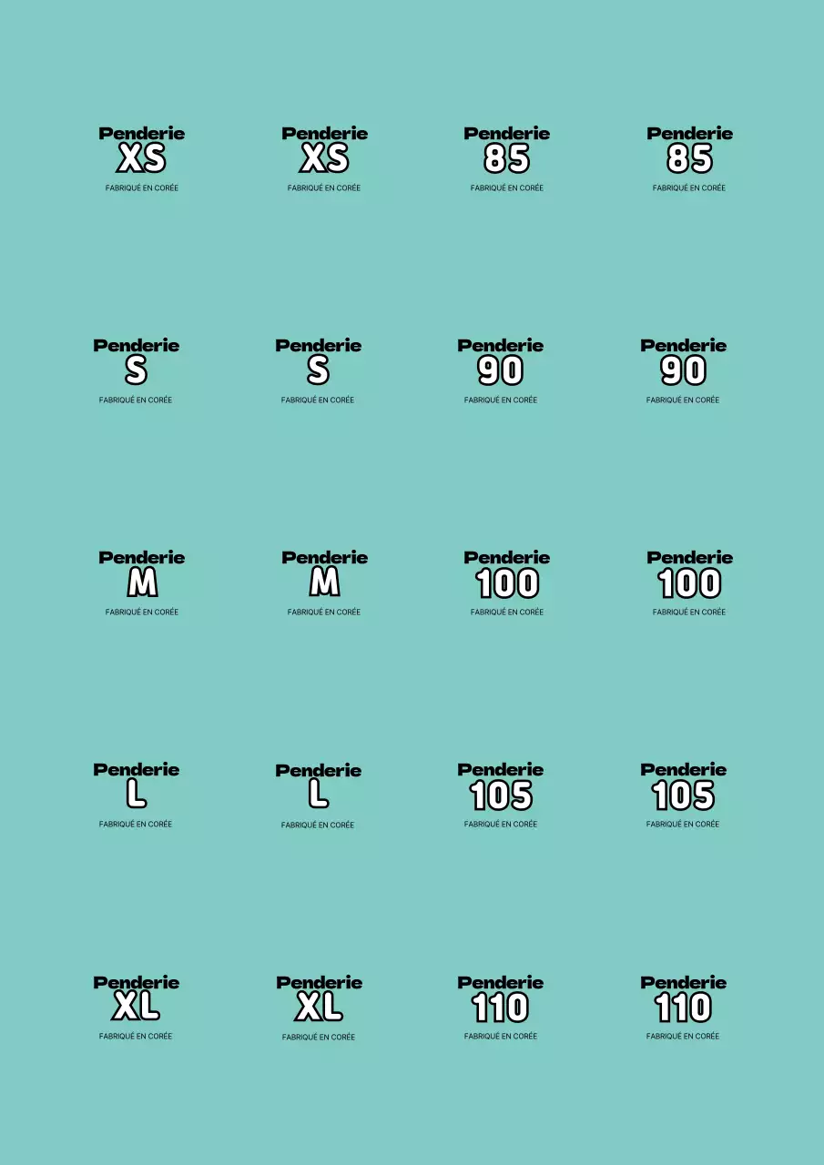 Sticker à main levée simple de taille de vêtements à la menthe