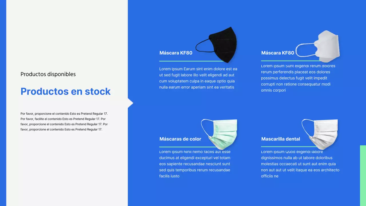 Presentación de propuesta de servicios de producción externalizados en color azul menta