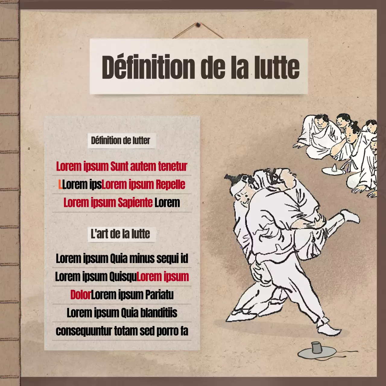 Design classique avec un fond de livre brun et traditionnel Design classique avec un fond de livre brun et traditionnel Coutumes du Nouvel An chinois Wrestling Card News