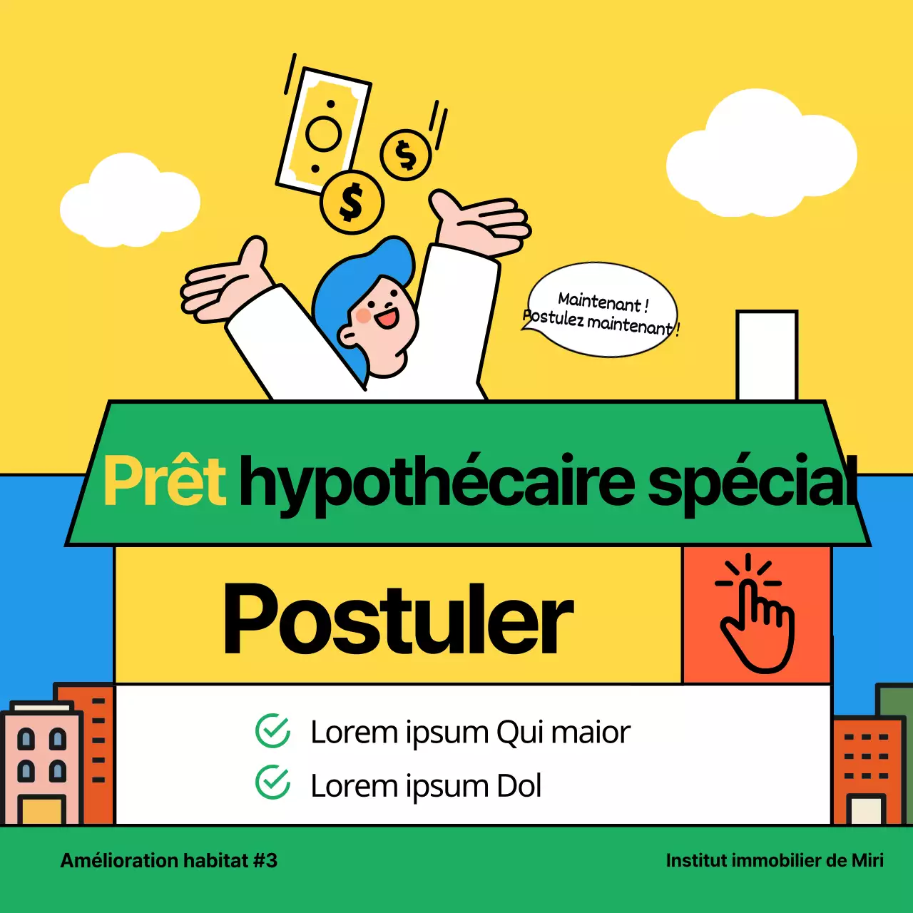 Informations sur la demande d'un prêt au logement spécialisé jaune et vert