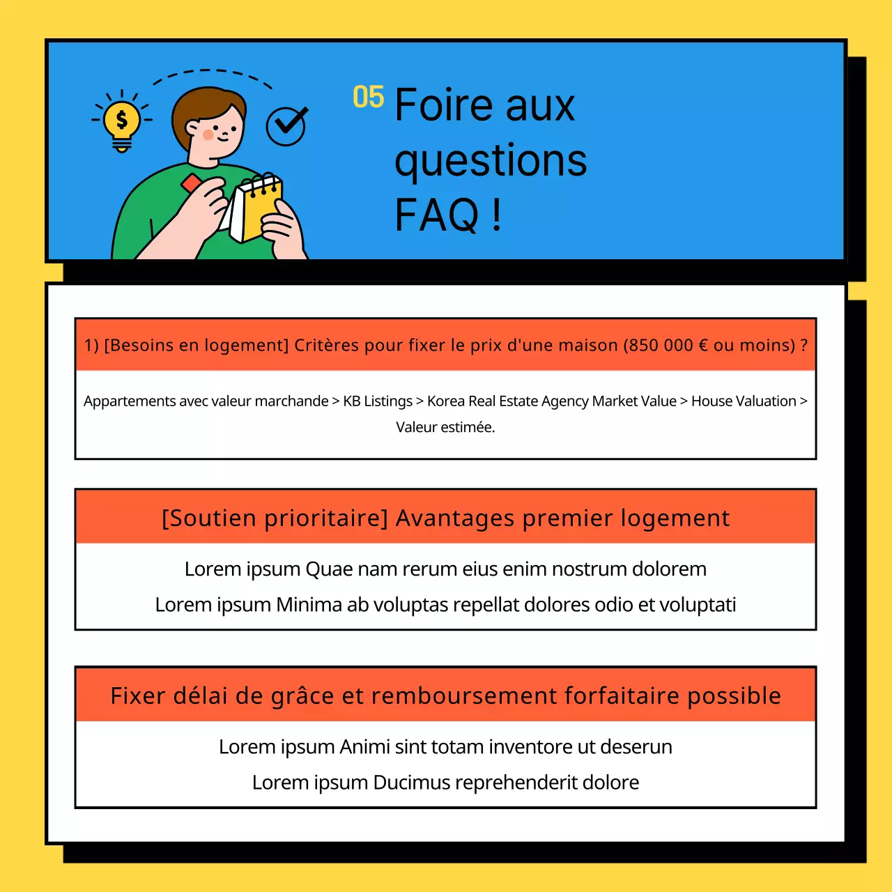 Informations sur la demande d'un prêt au logement spécialisé jaune et vert