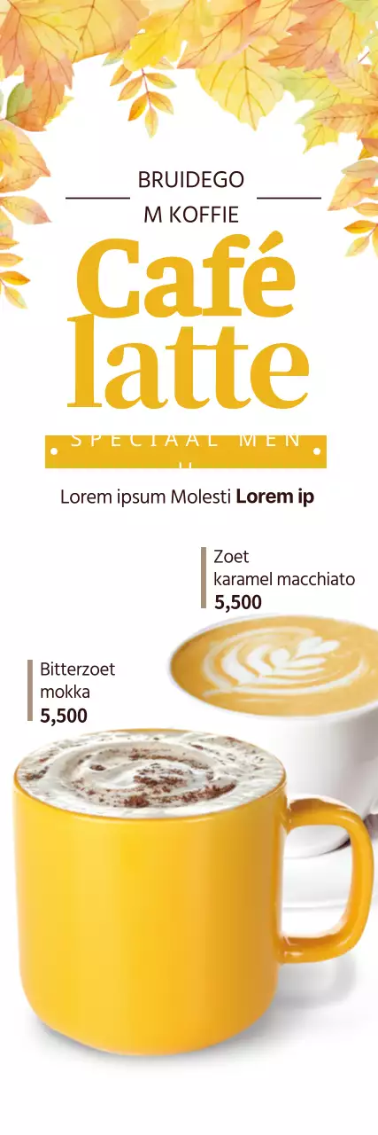 Promoot een geel-wit herfstig cafémenu