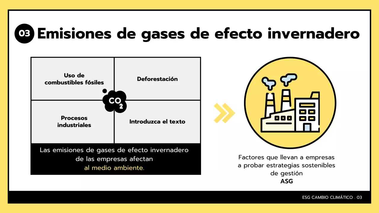 ESG simple y cambio climático en amarillo y negro
