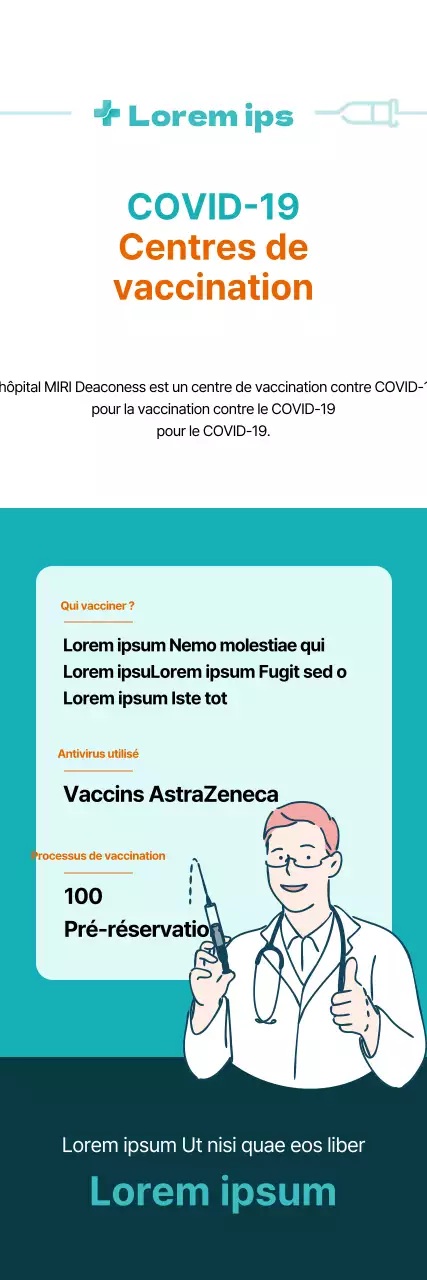 Coronavirus Vaccination X-banner avec des illustrations et des tableaux de couleur menthe et orange