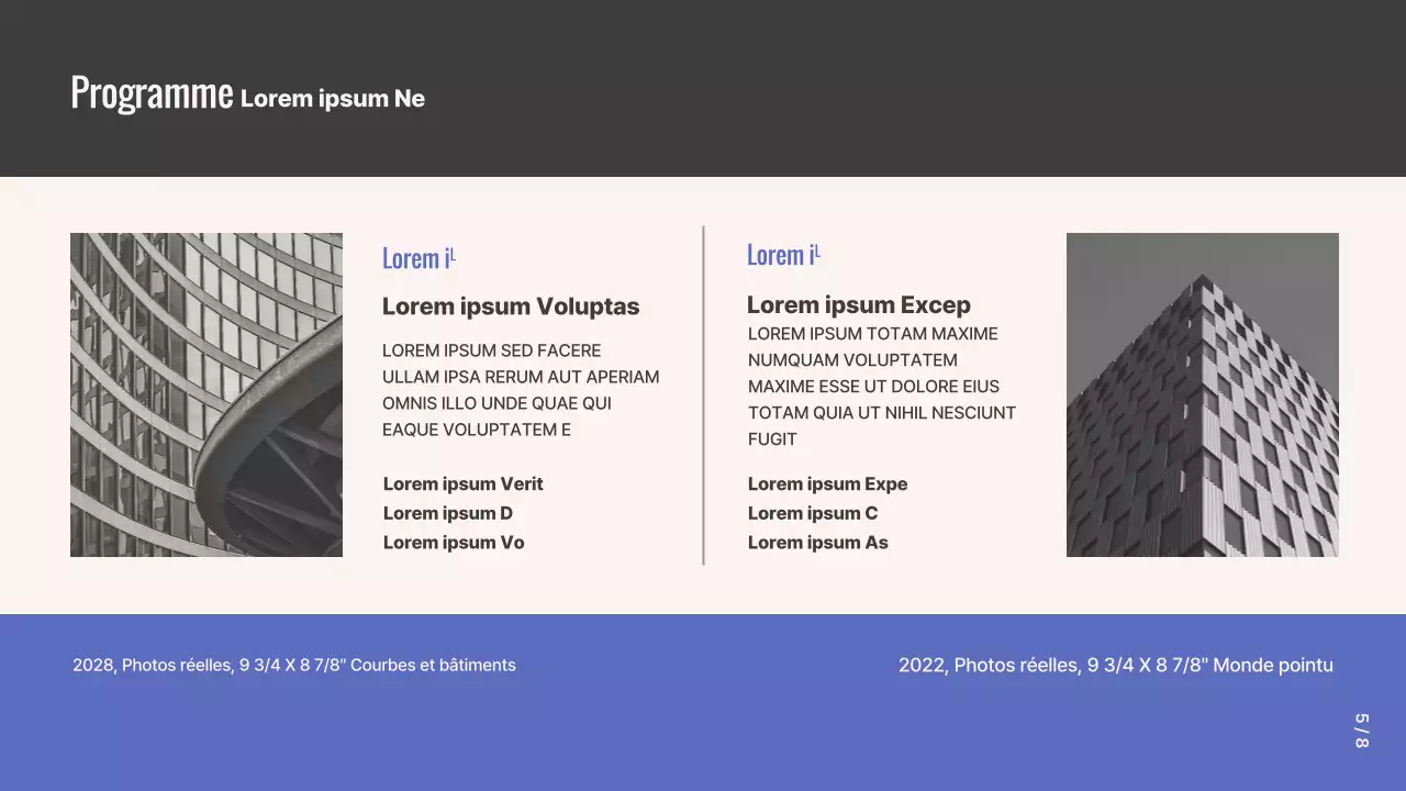 Proposition d'exposition photographique Grid Concept en violet et beige