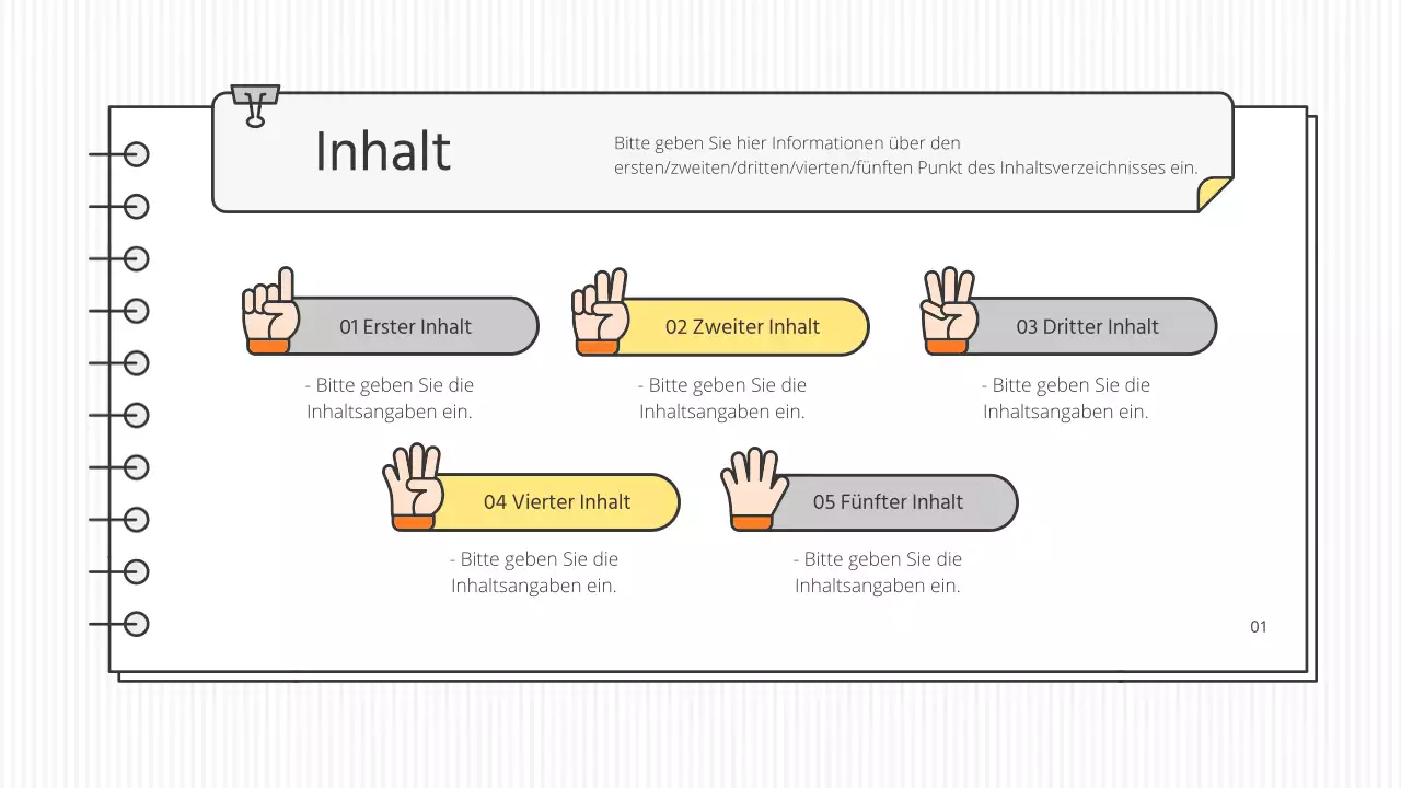 Saubere, konzeptionelle, pädagogische Präsentationsmappe in Weiß und Akzentfarben