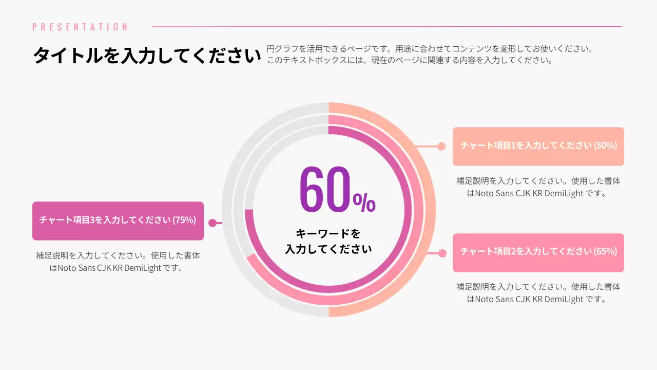ピンク シンプル プレゼンテーション 企画書 インフォグラフィック