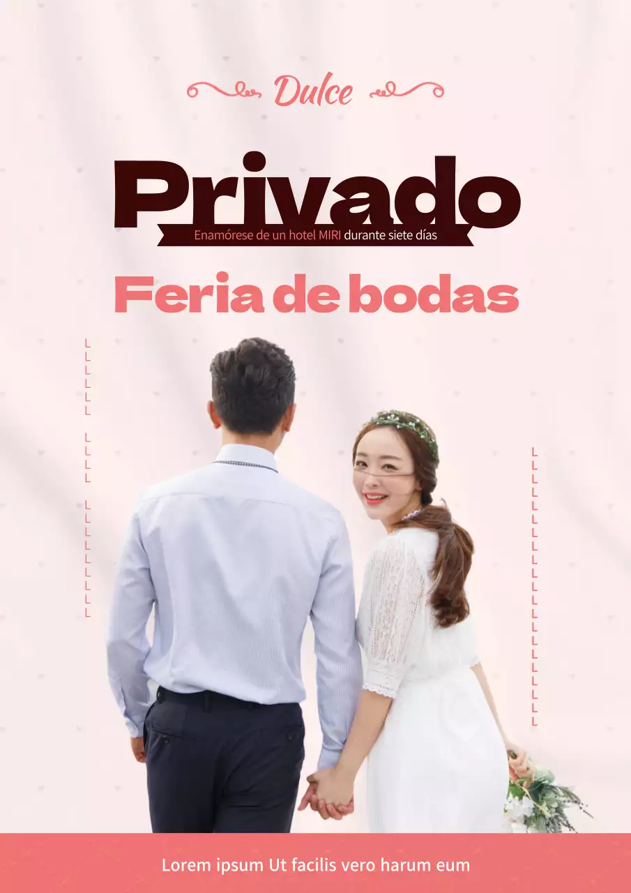 Promociona una feria nupcial con fotos rosas de novios