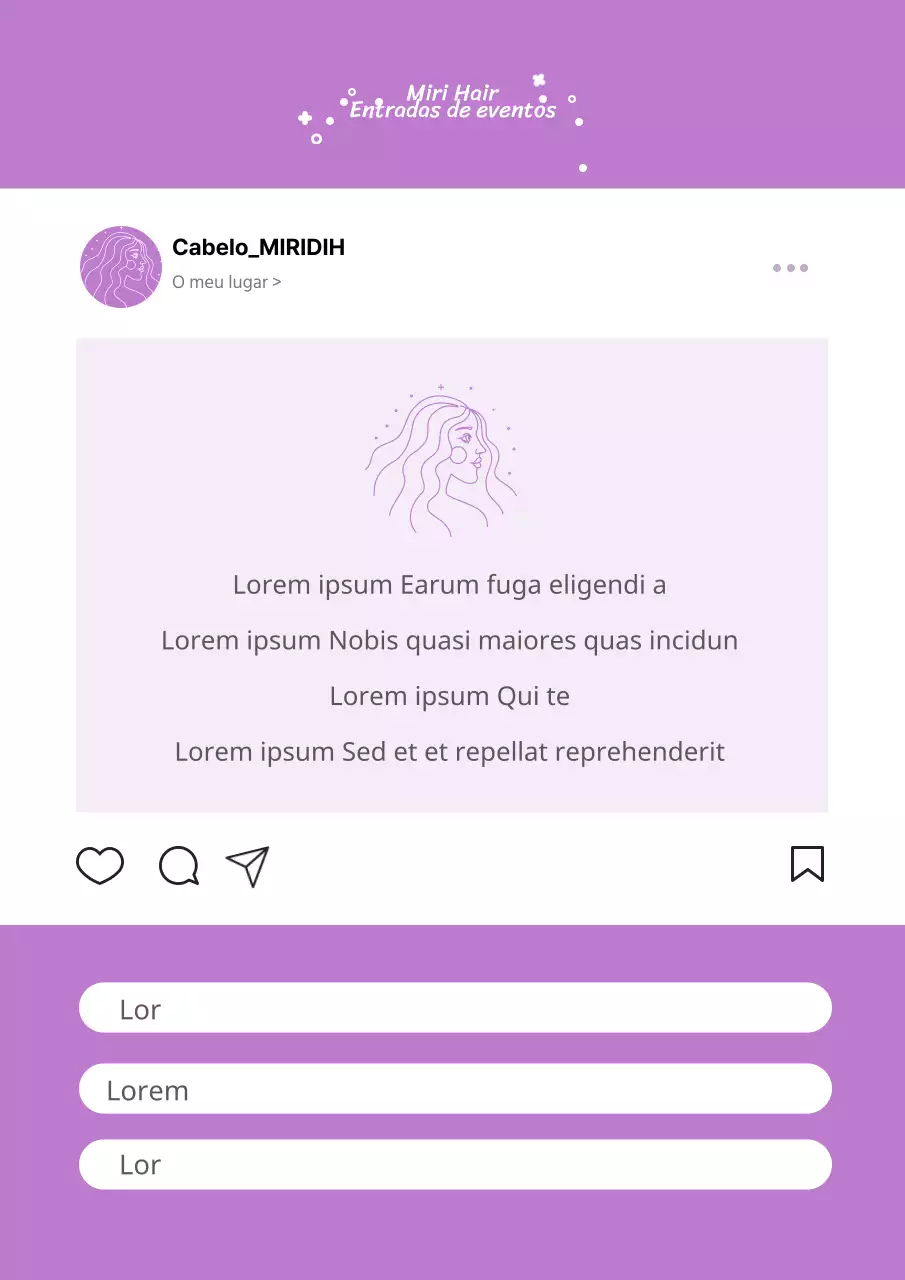 Desenho simples de promoção de evento no Instagram em roxo