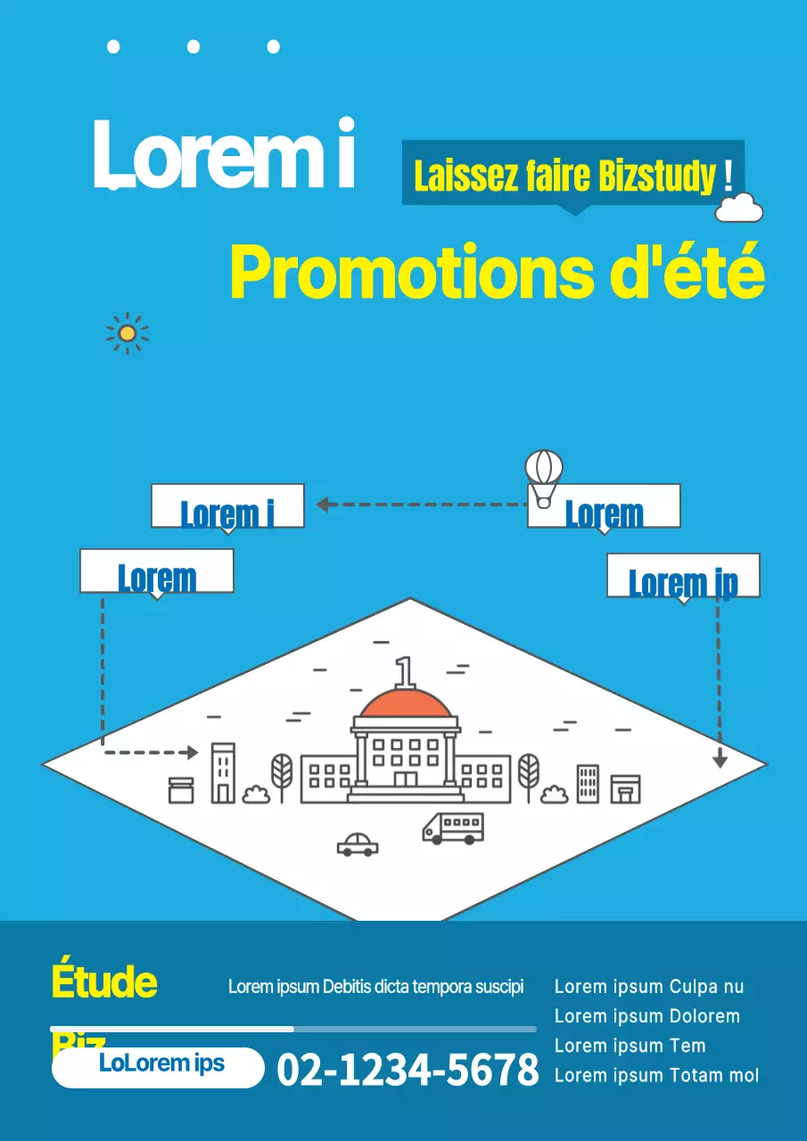 Flyer pour un cours d'été spécial dans les tons bleus