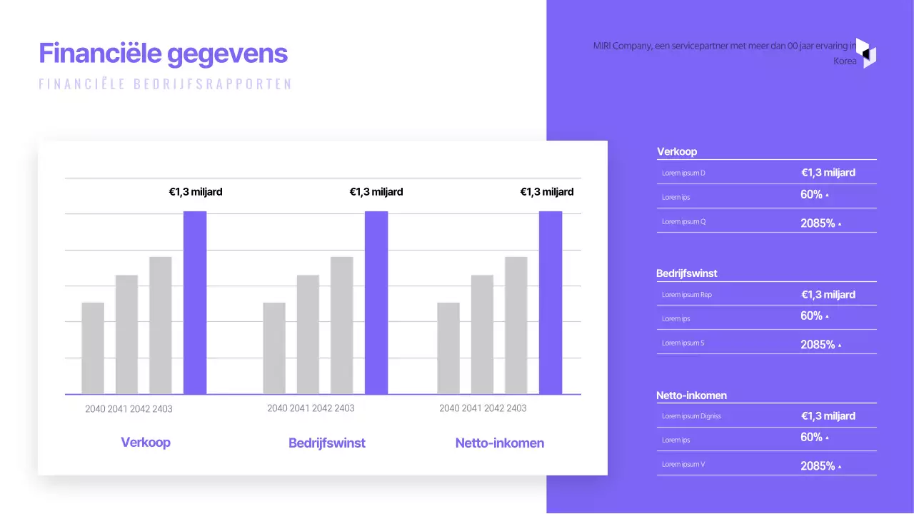 Eenvoudige bedrijfsgrafiek in paars