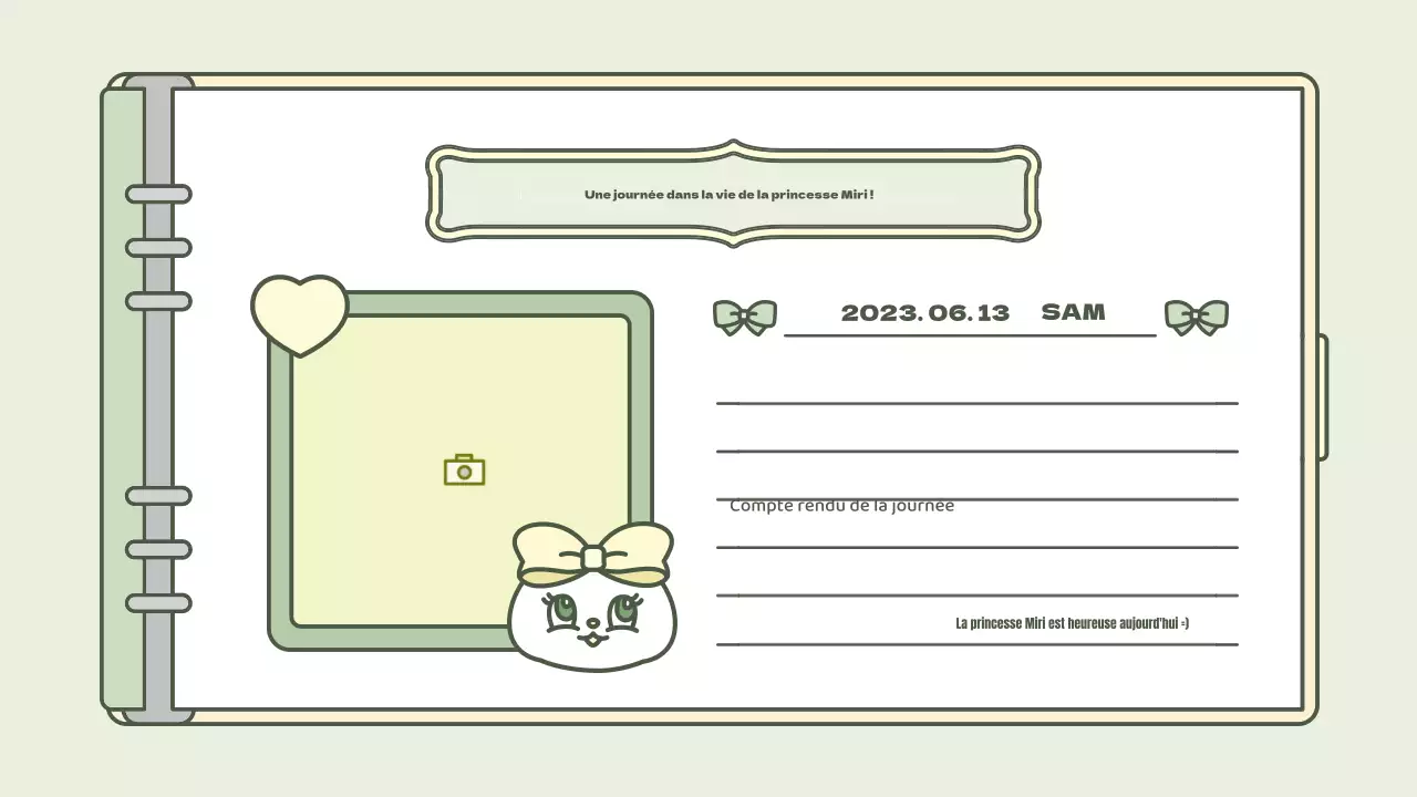 Kit de présentation d'un concept d'agenda mignon en bleu clair et vert