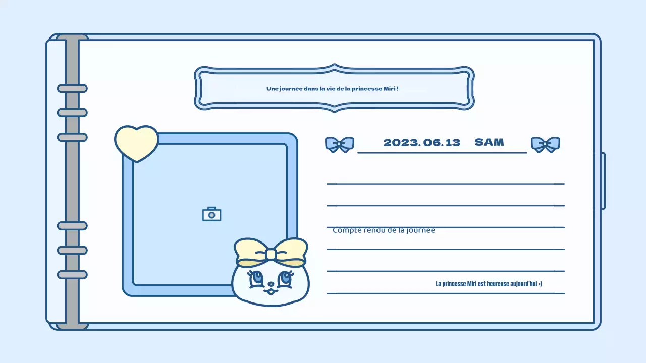 Kit de présentation d'un concept d'agenda mignon en bleu clair et vert