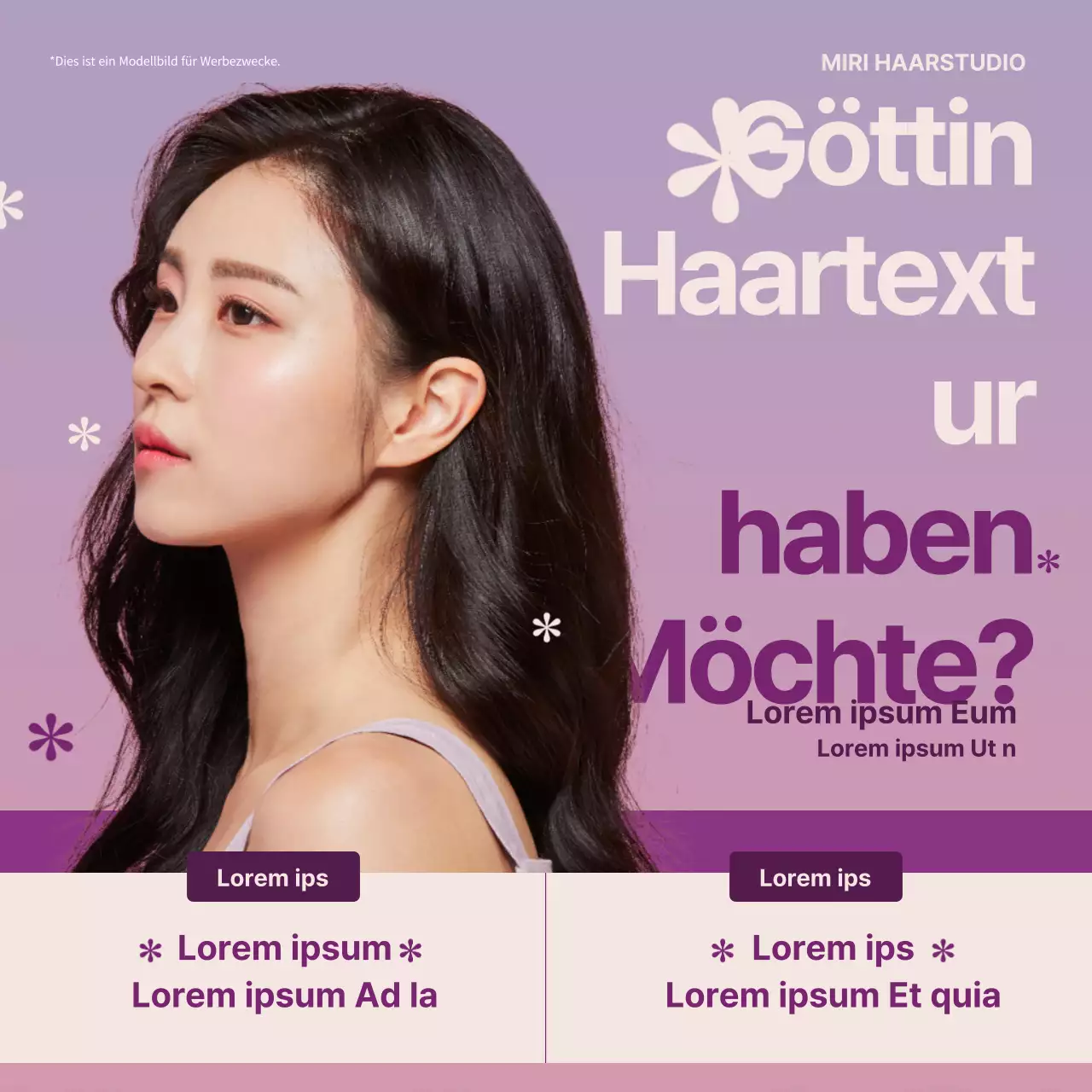 Haarstudio-Thema in Rosa und Lila