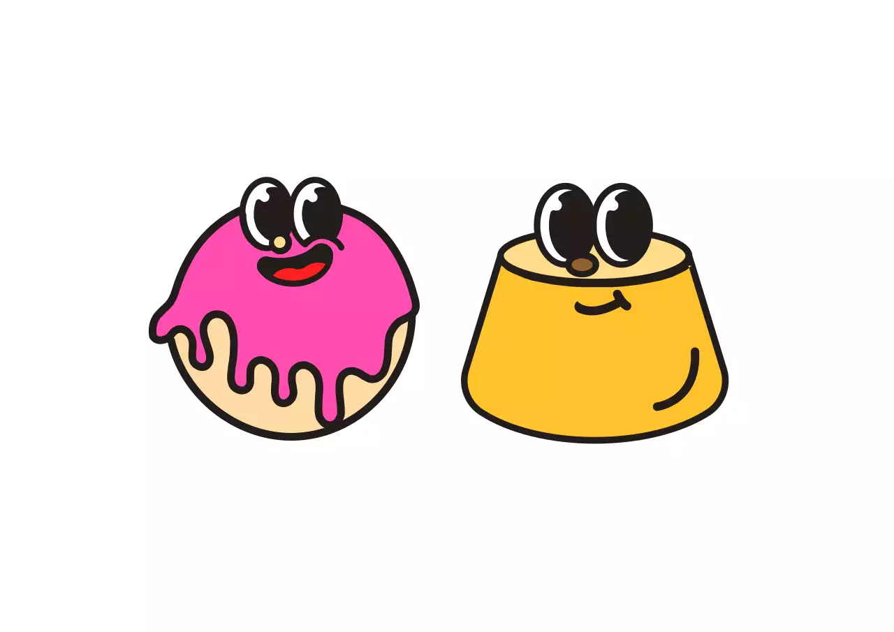 Schattig tienerconcept dessertwinkelontwerp in heet roze en geel