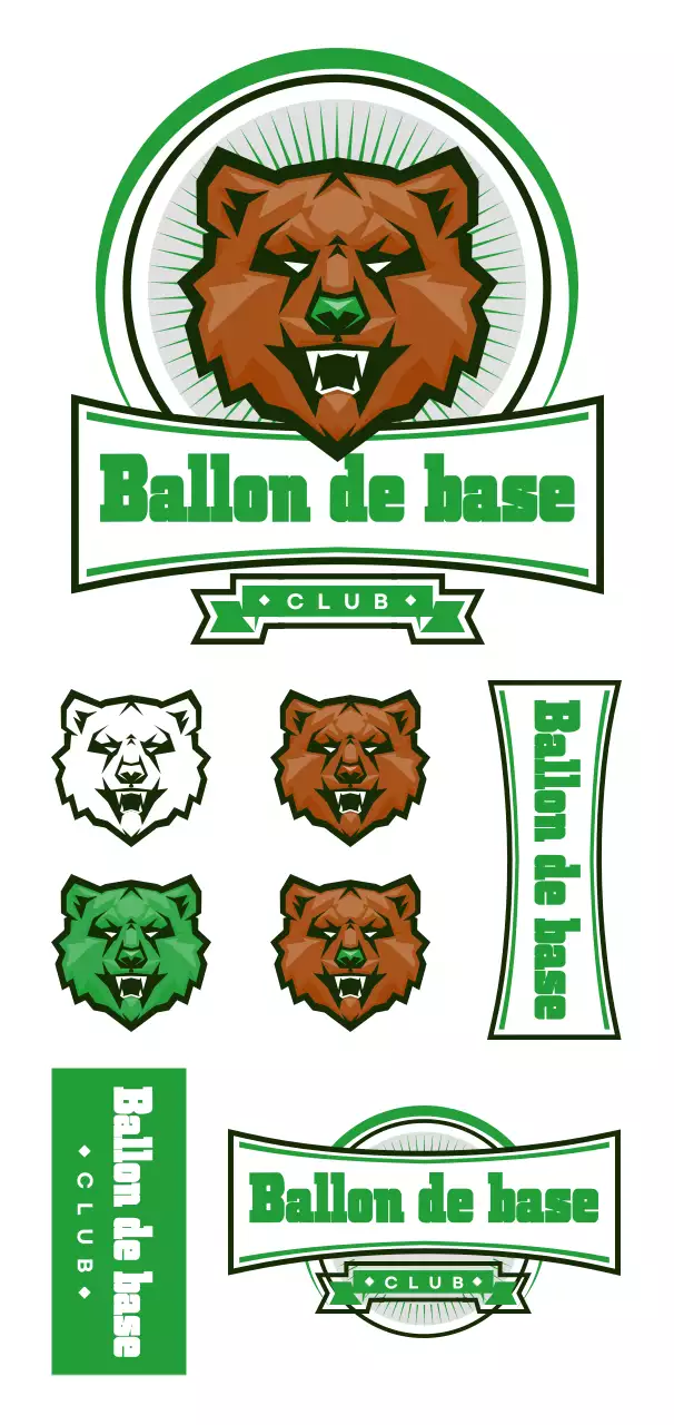 Concept simple de logo sportif d'équipe de baseball en vert et noir