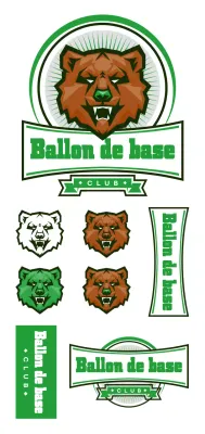 Concept simple de logo sportif d'équipe de baseball en vert et noir