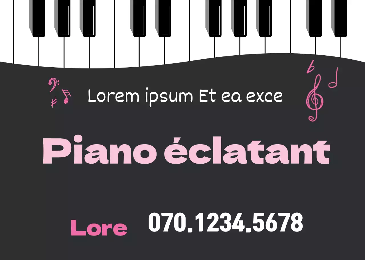 Illustration d'un clavier en noir et blanc, promotion d'une école de musique