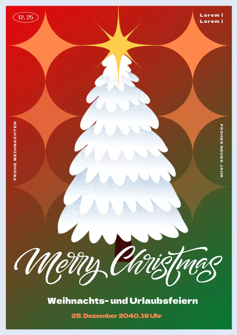 Weihnachtsbaum Urlaub Poster mit Farbverlauf Hintergrund