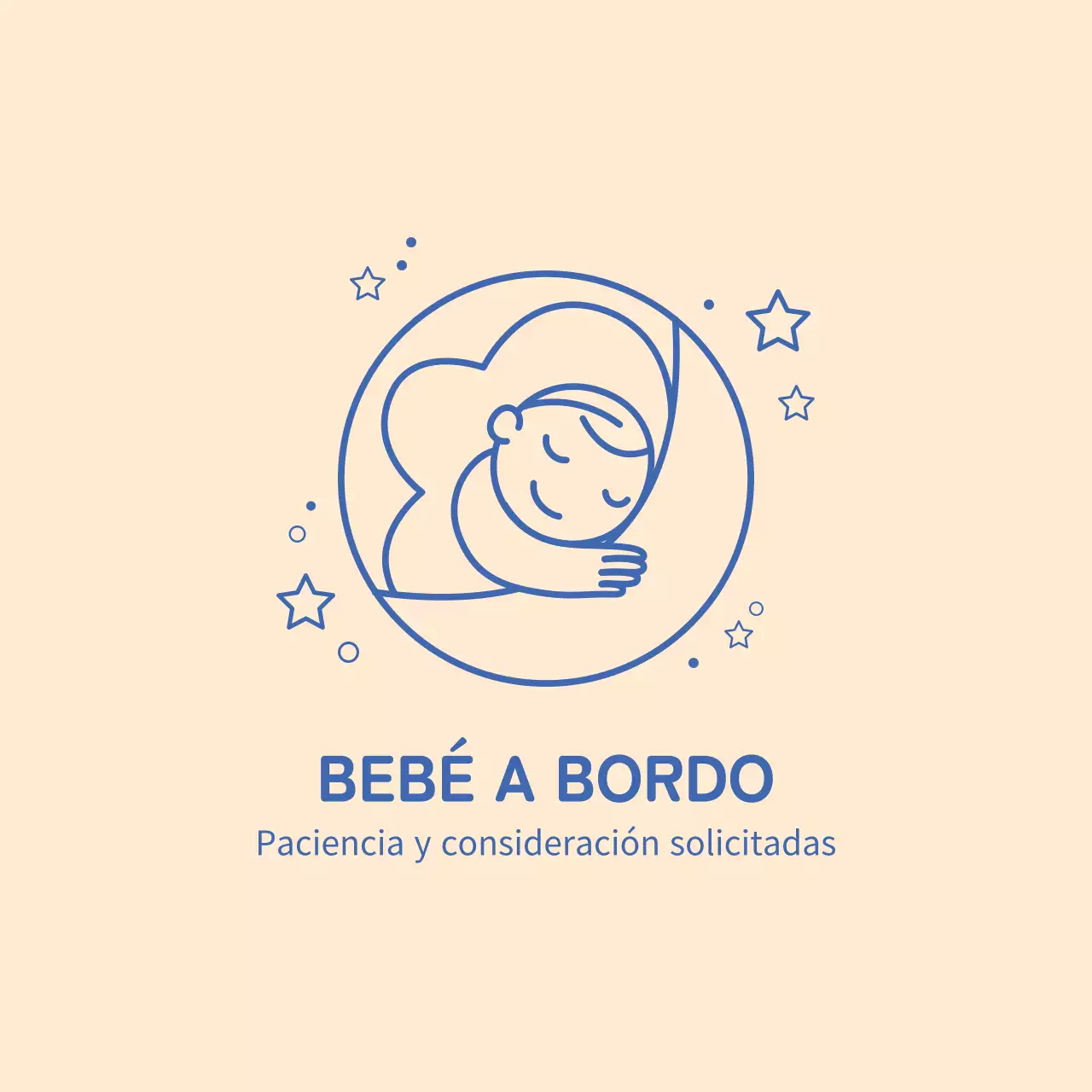 Ilustración azul albaricoque con un niño a caballo