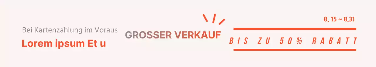 Orange und graue Karte Rabatt Veranstaltung horizontale Web-Banner