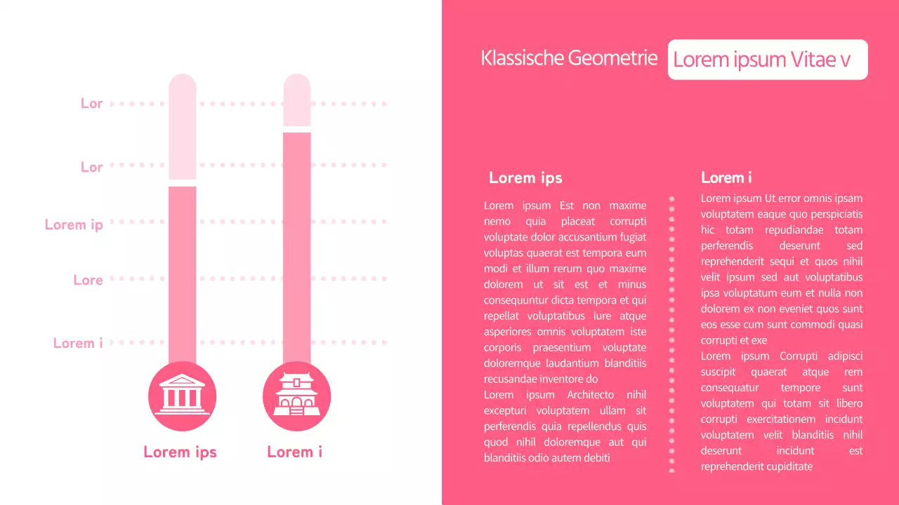 Ein sauberes, rosa, vergleichendes Balkendiagramm