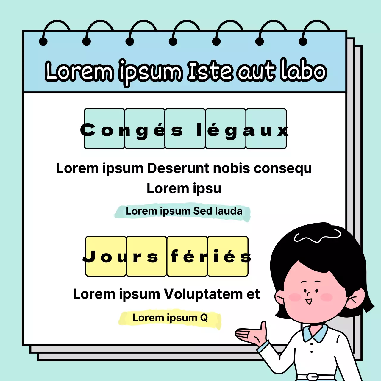 Apprenez des anecdotes sur les jours fériés en compagnie d'une jeune fille pétillante aux couleurs pastel.