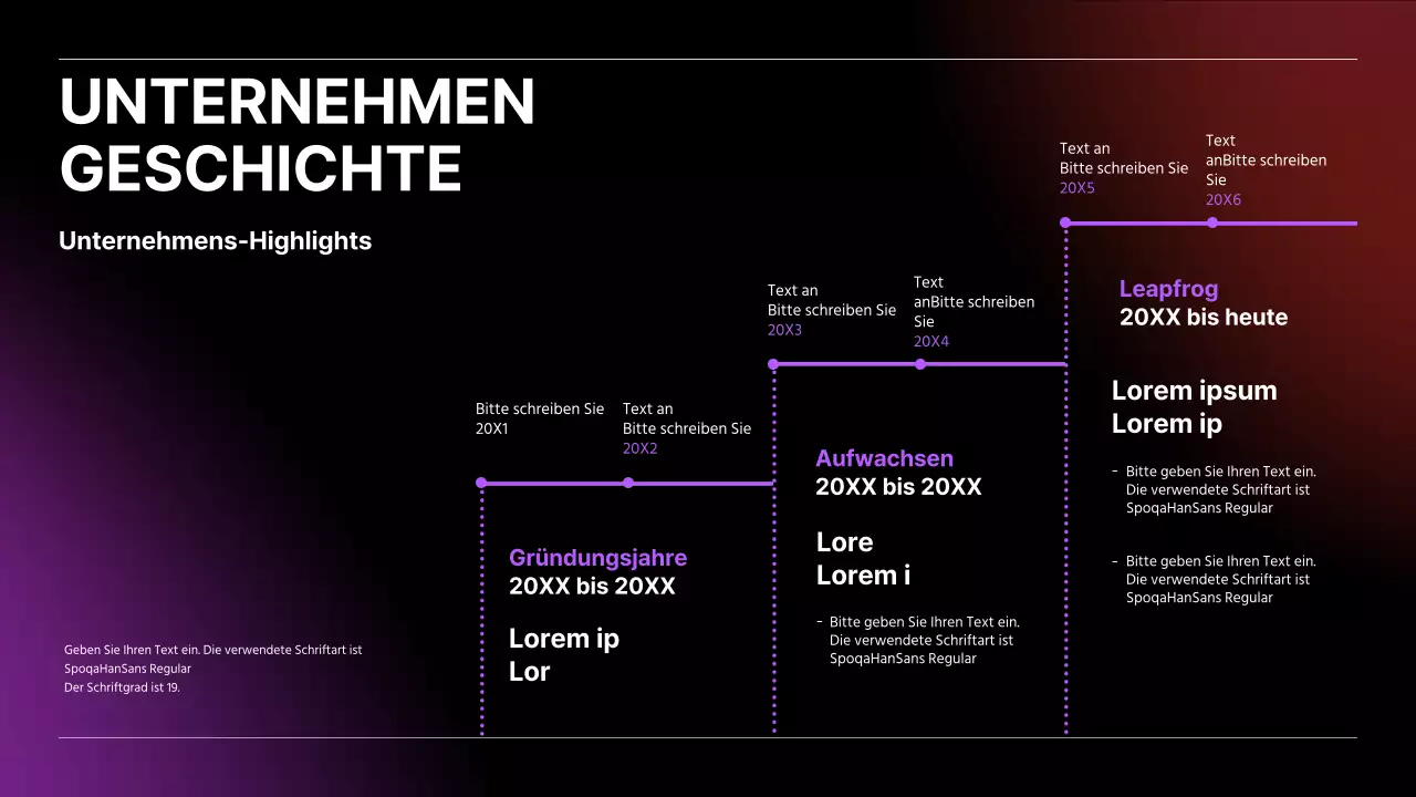 Business-Zeitleiste in schwarzem Farbverlauf