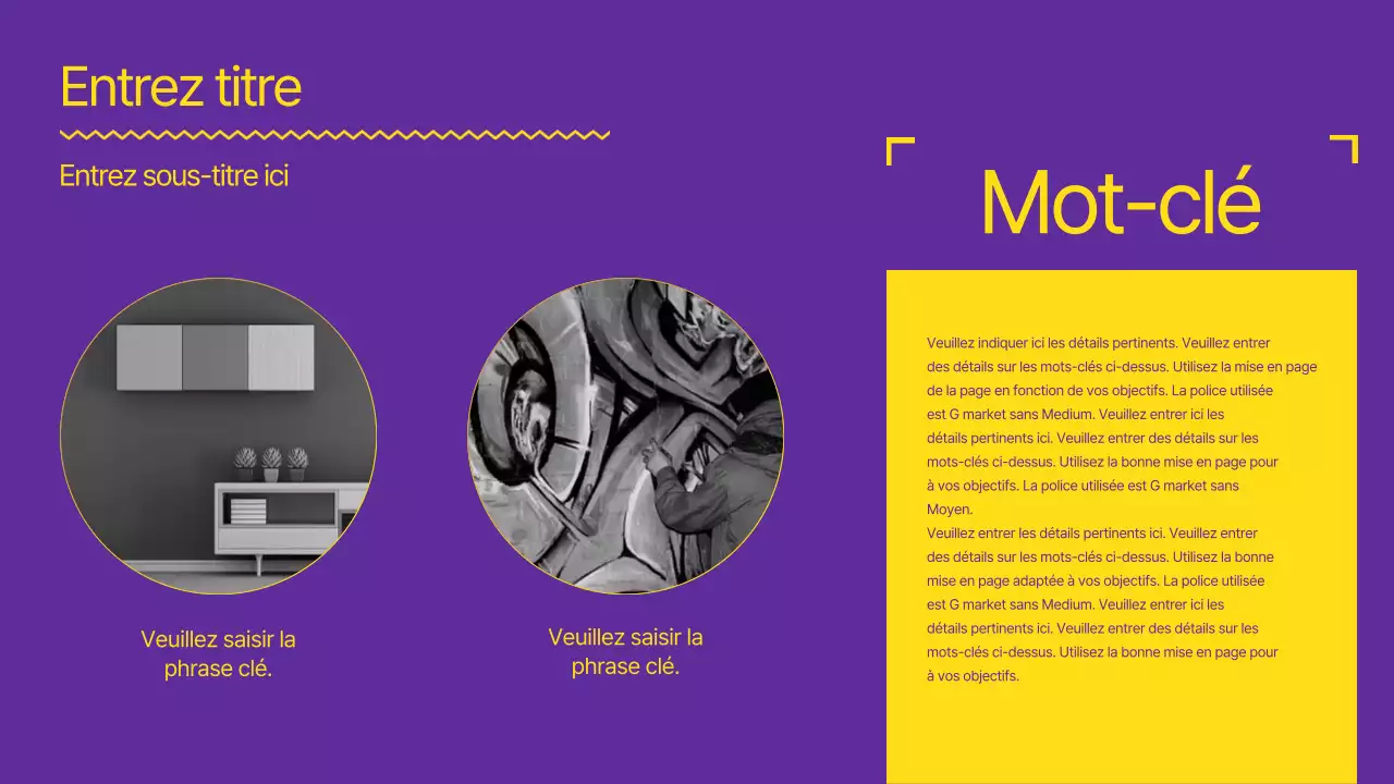 Une présentation forte et nette en jaune et violet