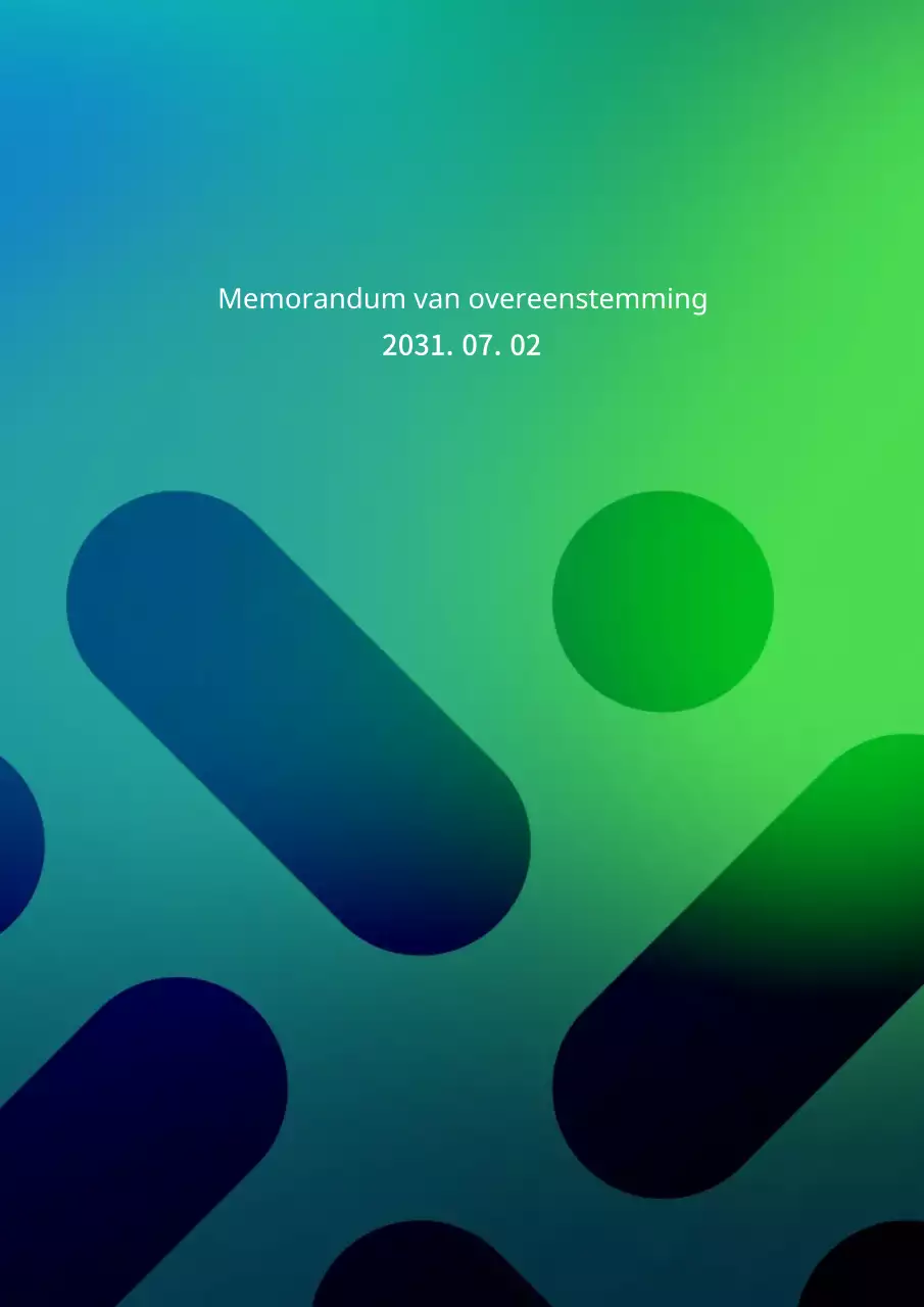 Marineblauwe en groene gradiënt zakelijke zaken MOU partnerschap document overeenkomst (zakelijke sjabloon)