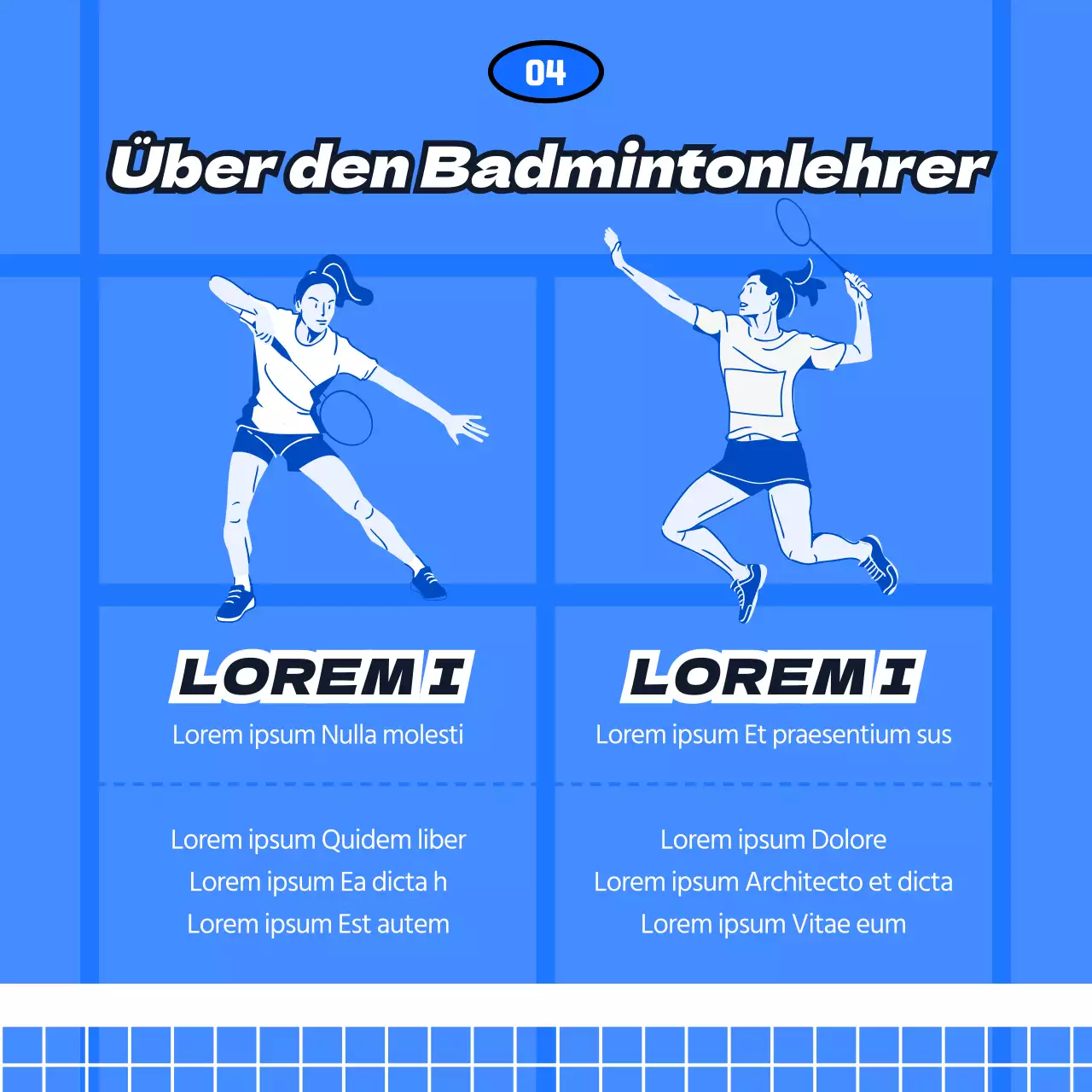 Anwerbung von Mitgliedern für einen Sportverein mit einem Konzept für blaue Badmintonplätze