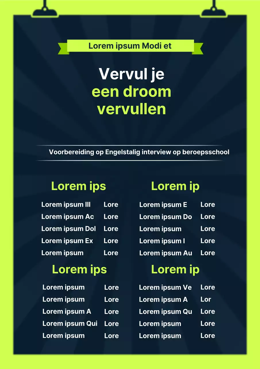 Eenvoudige zakelijke shortlist flyer in groen en zwart