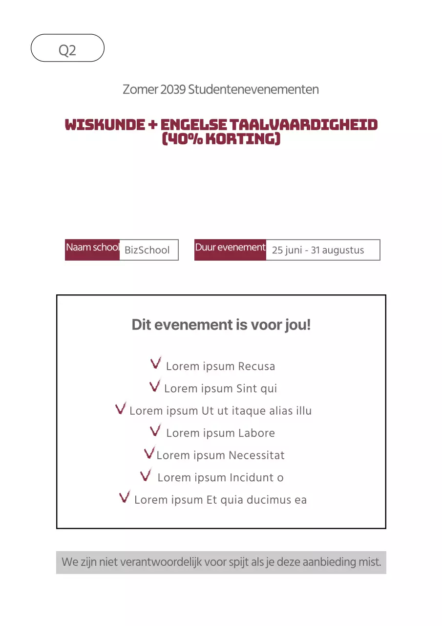 Een eenvoudige, witte flyer voor een kortingsactie bij een bijlescentrum