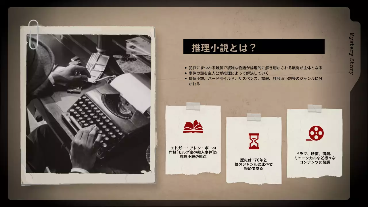 ベージュ クラシック 推理小説 ドキュメント プレゼンテーション