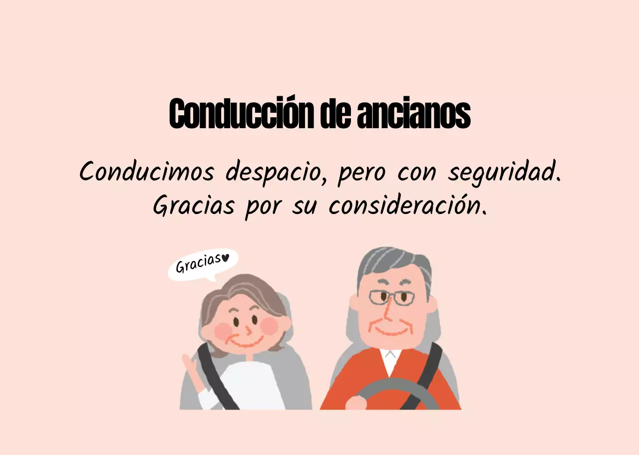 Guía ilustrada rosa de conducción segura para parejas mayores