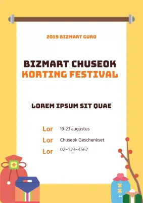 Promoot een nieuwjaarsuitverkoop met gele illustraties van verschillende vakantiecadeaus